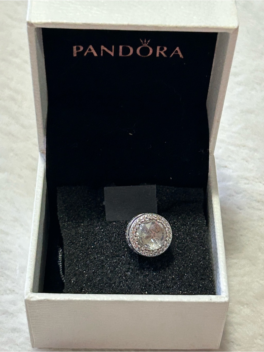 Pandora Silver-Tone Clear Crystal Halo Earring